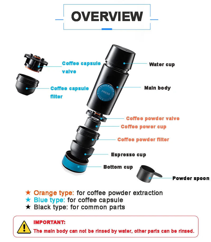 Capsule Coffee Machine USB Electric Mini Espresso Machine Hot and Cold Extraction Suitable for Capsule Coffee and Powder