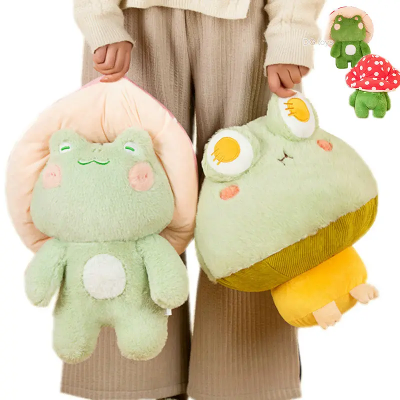 1pc Soft Frog Plushie Stuffed Kawaii Animals Red Mushroom Hat Frogs Baby Appease Doll Single Dog Trick Birthday Gift Kids Boy