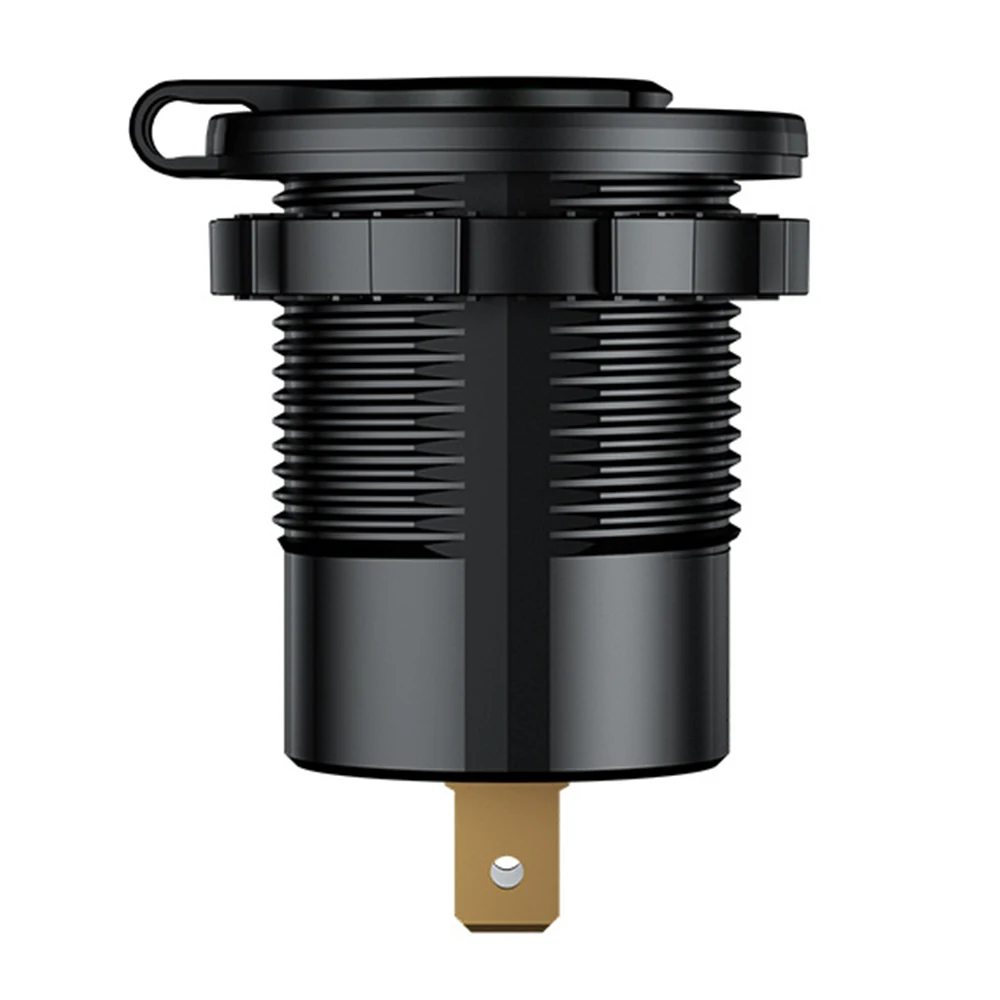 45W Dual USB Charger Socket with LED Voltmeter ON OFF Switch QC3.0 PC Type C Waterproof USB Outlet Fast Charger for 12V/24V Car 4