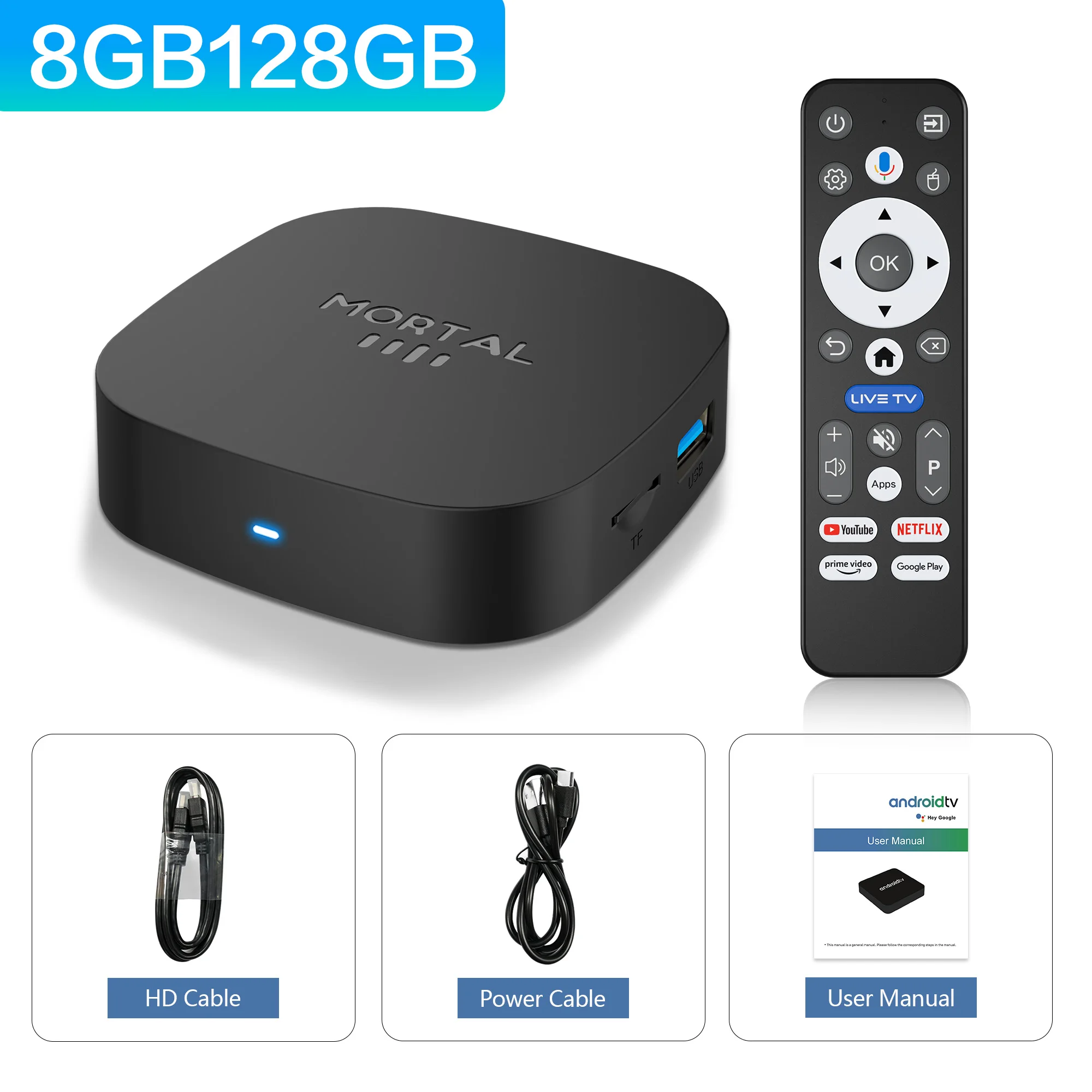 Mortal Android 16 TV Box 8GB 128GB Voice Control Support 4K Display RK3518 T1+ Wifi 6 BT5.0 Youtube Decoder Mini Android TV Box