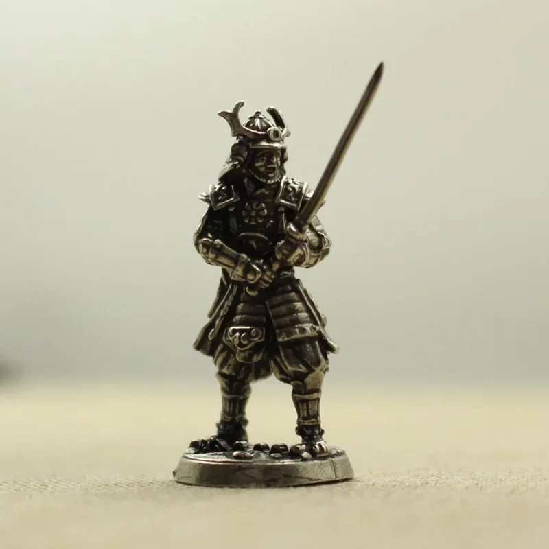 White Copper Viking Swordsman Figurine - Metal Brass Soldier Ornament Craft Decoration Accessory