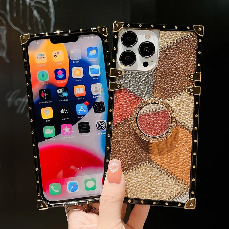 

For IPhone 14 13 PRO 11 12 Pro Max XS XR X xsmax 6 6s 8 7 Plus se 2 SE 3 Phone Case Luxury Ring Holder Shockproof Cover Girls