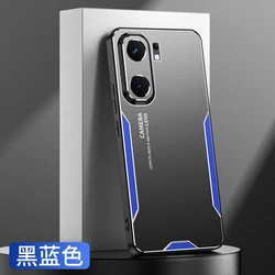 Luxury Splicing Metal Phone Case - Shockproof Soft Bumper with Full Camera Protection for iQOO Neo 9 (Black and Blue)
