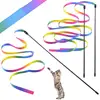 Pet Cat Toys Cute Funny Rainbow Strips Stick Cat Teaser Wand  Pet Toys for Cats Interactive Toys Cat Supplies Pet Products 1