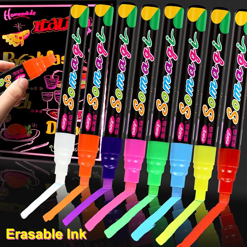 8 Colors Highlighter Fluorescent Liquid Chalk Marker Neon Pen For LED  Writing Board Blackboard Glass Painting Graffiti Office Su - AliExpress