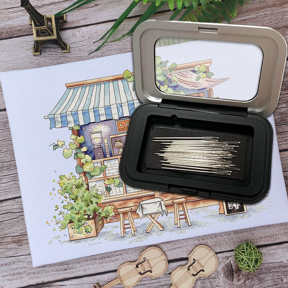 Black Rectangle Sewing Needle Storage Case Magnetic Embroidery Needles Holder Buttons Pins Workbox Box For iron Material
