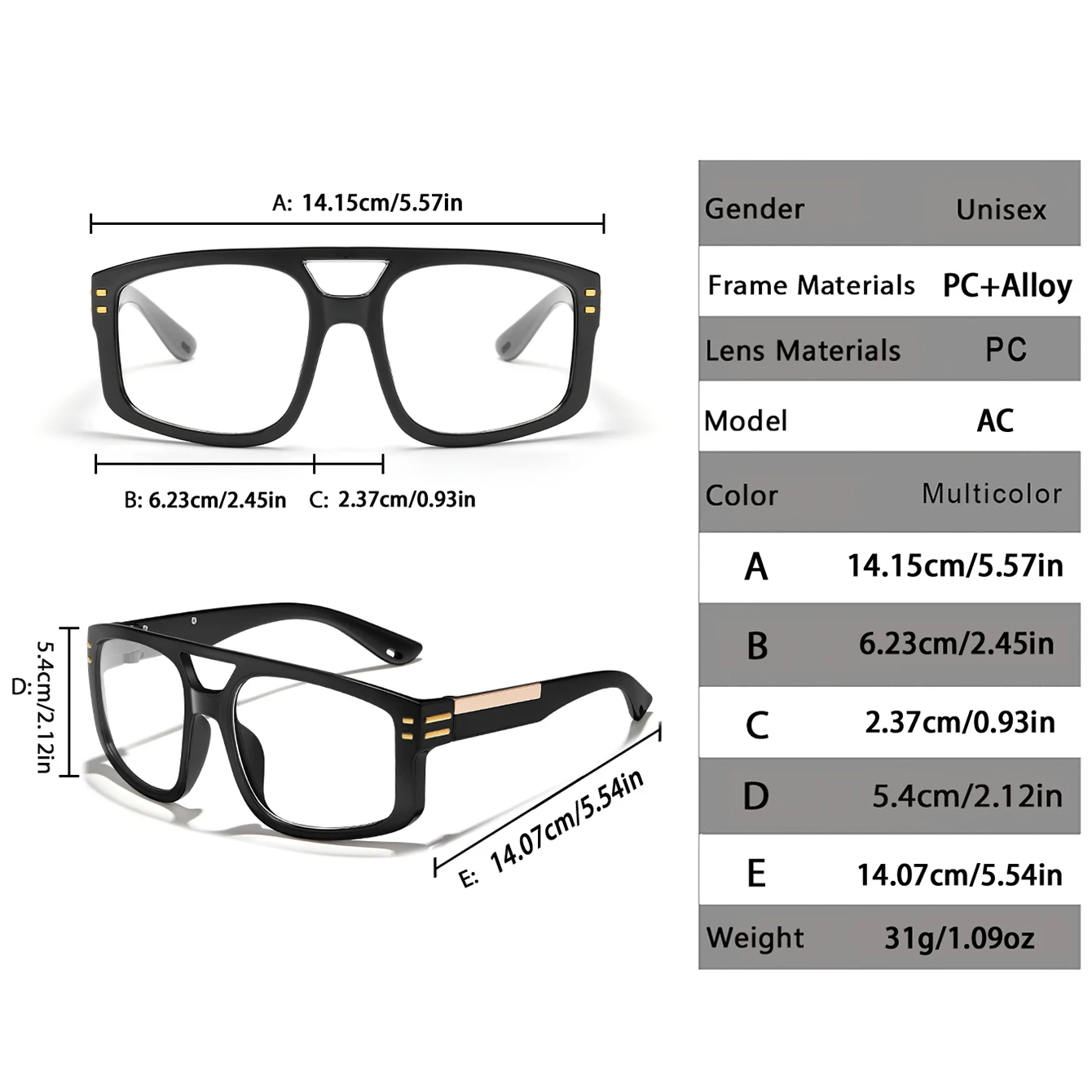 Photochromic Casual Sunglasses Square Windproof Goggles for Men and Women