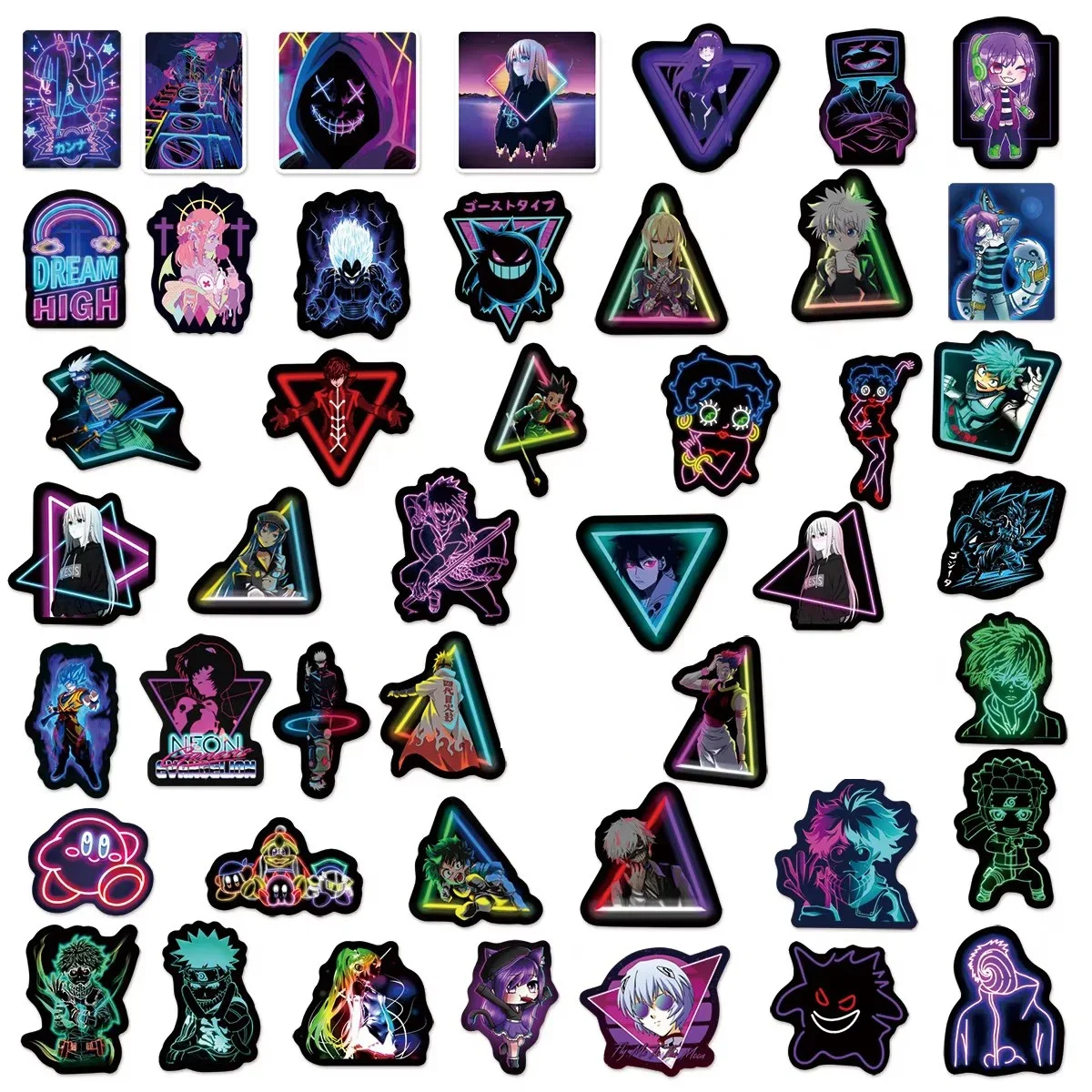 50/100PCS Mixed Anime OnePiece Demon Stickers Neon Light Laptop Car Guitar Motorcycle Luggage DIY Decal Graffiti Sticker Kids anime stickers