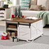 Farmhouse Coffee Table, Large Square Coffee Table for Living Room, Lift Top Coffee Table Square, Wooden White Coffee Table 4