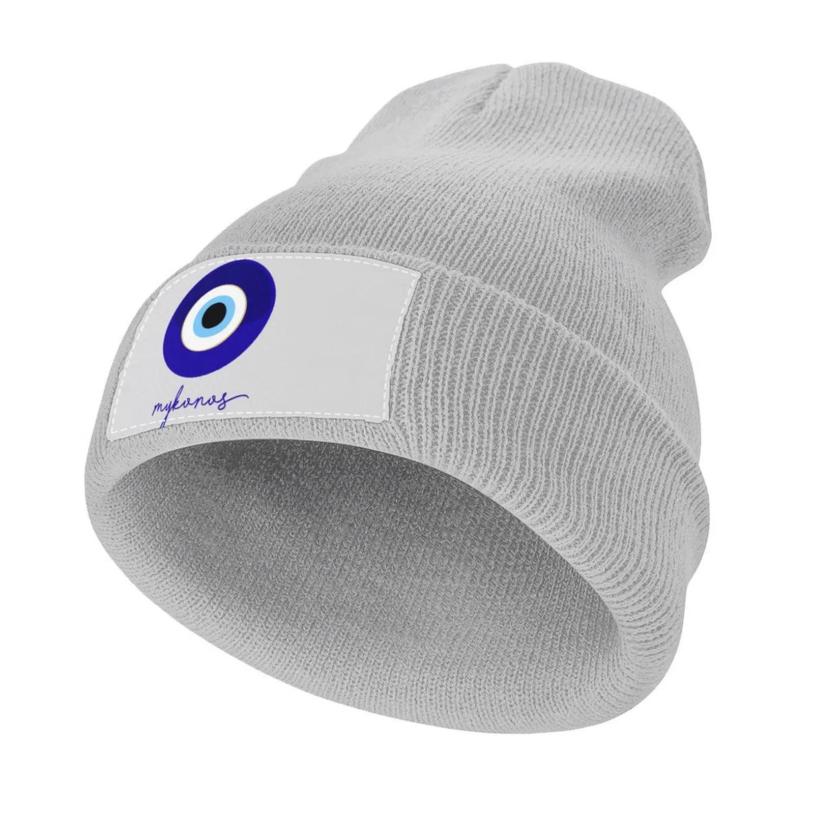

MYKONOS - GREECE, mati edition blue white. Knitted Cap Hat Beach Hats Baseball Cap Horse Hat Hats Man Women's