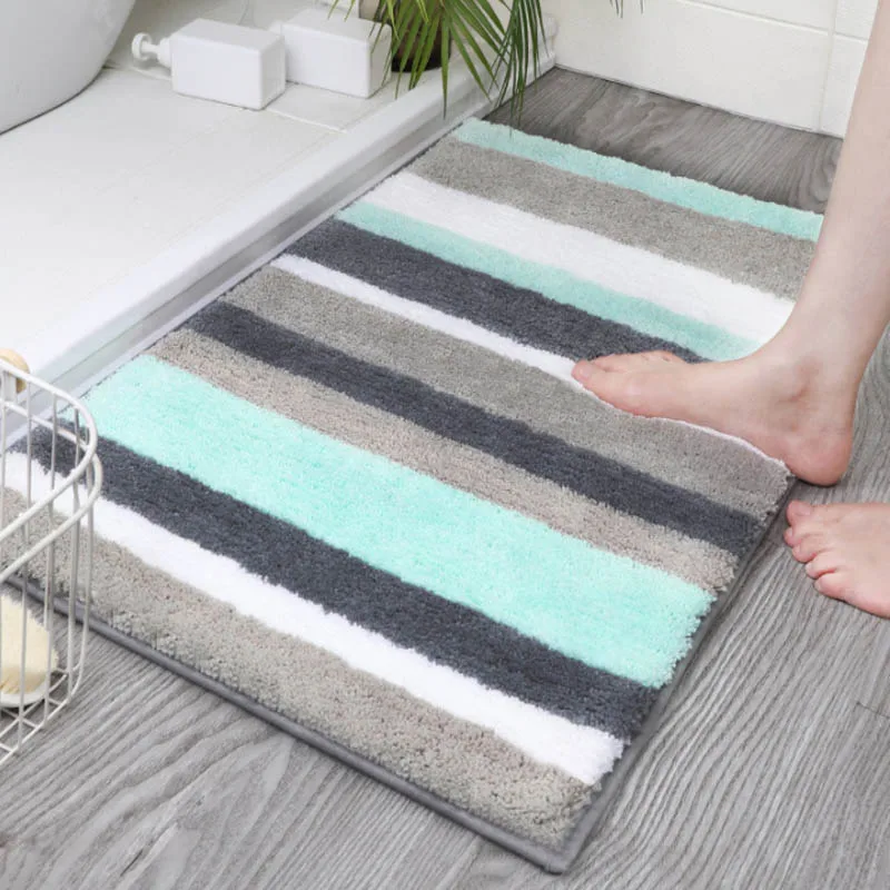 Homaxy Chenille Striped Bath Mat Absorbent Quick Dry Floor Decoration  Shaggy Shower Pad Soft Plush Carpet Anti-Slip Bathroom Rug - AliExpress