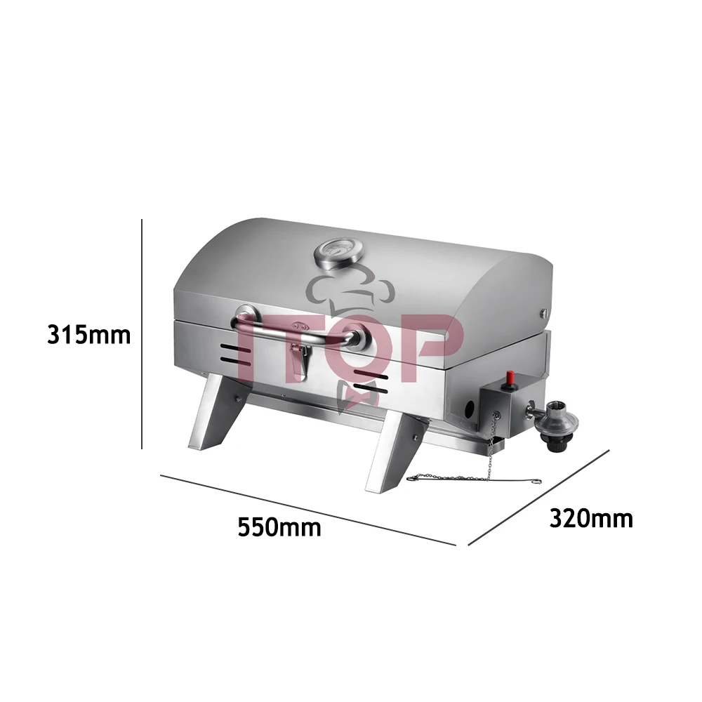 ITOP 2800 Pa Gas Grill Stainless Steel BBQ Stove with Lid LPG BBQ Grill 4.1KW 14000 BTU/H Temperature Up to 350℃ rotisserie grill