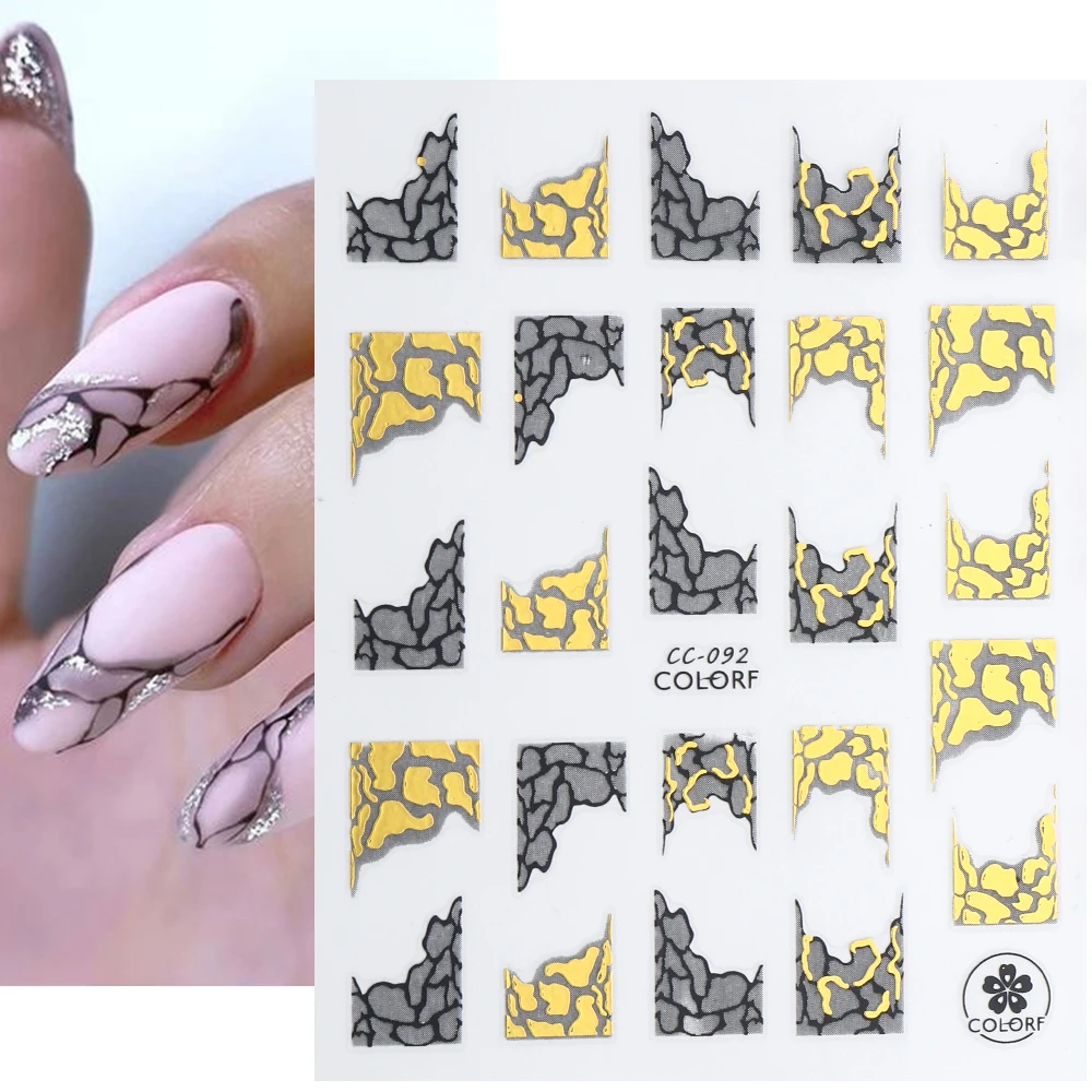 Description Picture 4 of itemBlack White Stylish Nails Sliders Wave French Line 3D Stickers Halloween Winter Nail Decoration Self-Adhesive Decals CHCC-092