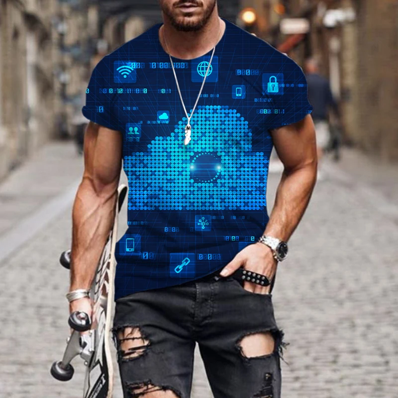 AI technology illustration 새로운 패션 남자 티셔츠 남자 캐주얼 탑 3dt-셔츠 여름 o-넥 셔츠 플러스 사이즈 streetwear 탑스