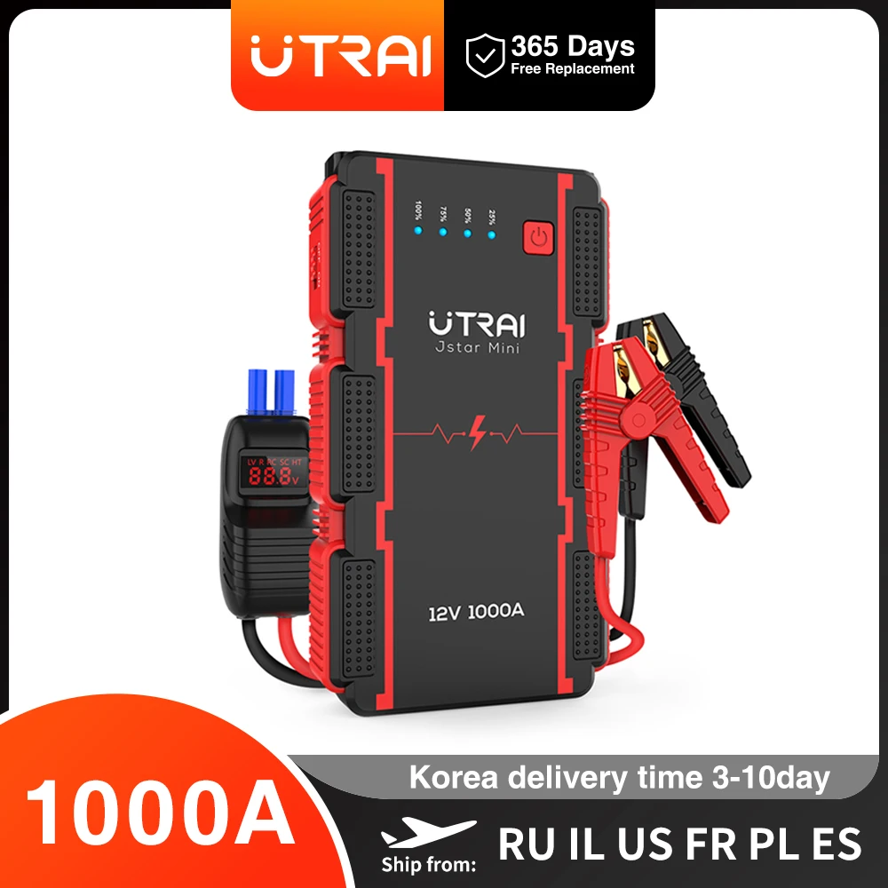 UTRAI 1000A Jump Starter Power Bank Starting Device Portable Emergency  Booster for 12V Small Trucks Emergency Battery Booster