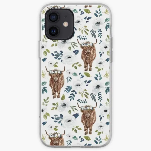 Highland Cow Floral Floral Crown Cow Phone Case Personalizzabile Per Iphone 6 6S 7 8 Plus X Xs Xr Max 11 12 13 14 Pro Max Mini