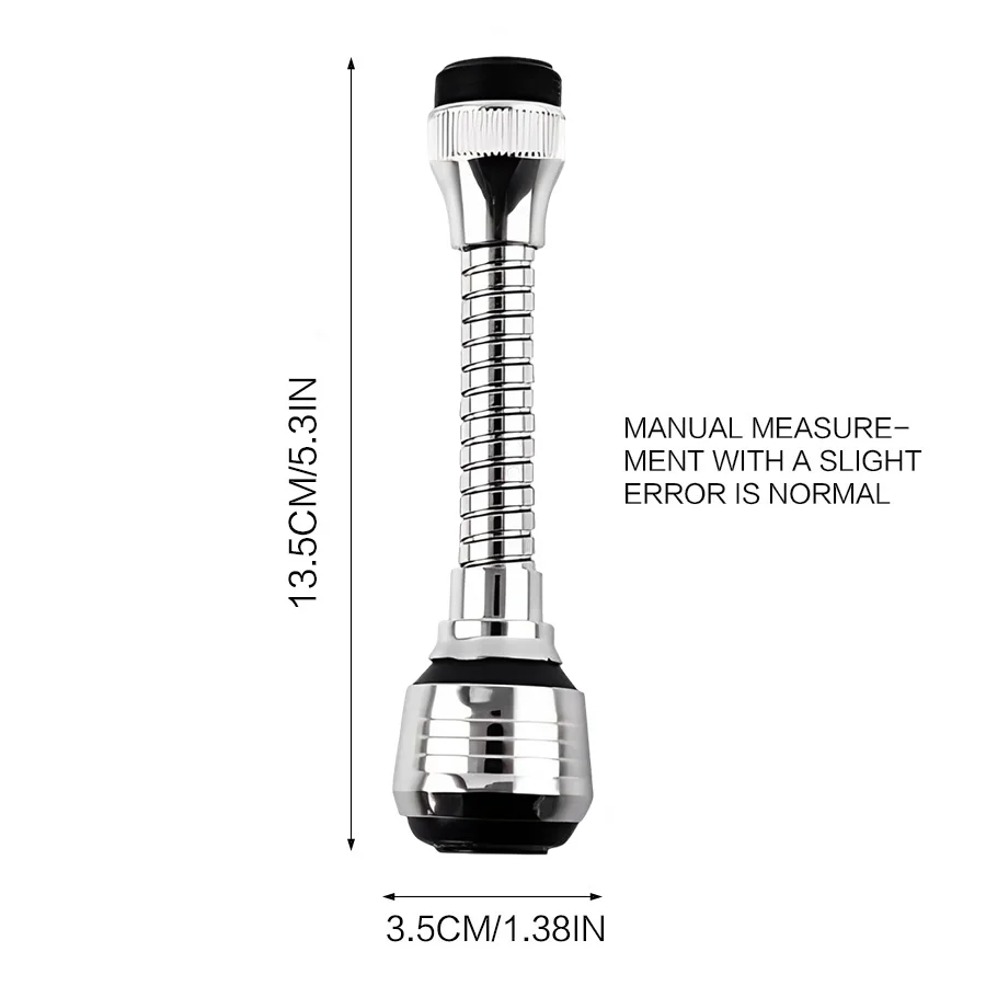 Faucet sprinkler Kitchen Stainless Steel Faucet Sprinkler Water-saving Device Lengthening Rotating Splash Proof Sprinkler Spray Extender Bubbler