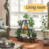 Bamboo Plant Stand Indoor/Outdoor,  Rectangular, 8 Potted Flower Holder Ladder Plant Rack  wall shelf  shelves 3