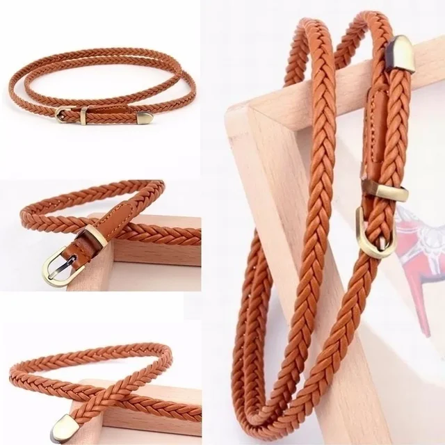 New 8 Colors Belt for Choose Casual Women Party Thin Pin Buckle Woven Braided Belt Waist Strap Waistband 4