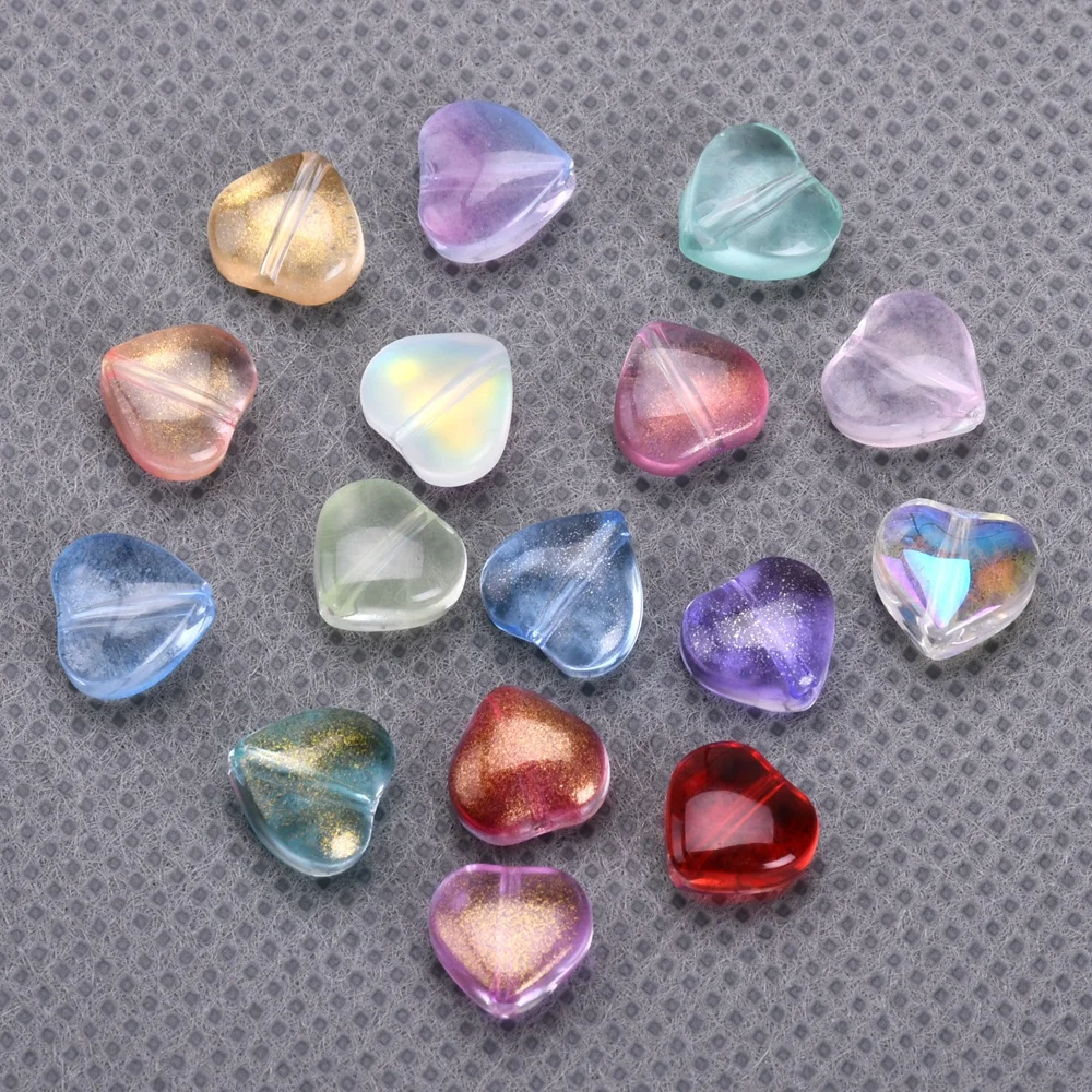 20pcs 8mm Small Heart Shape Colorful Lampwork Crystal Glass Loose Beads for Jewelry Making DIY Crafts Findings
