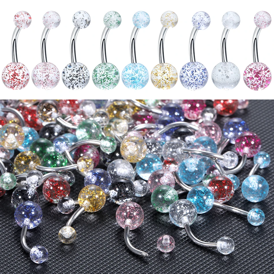 90Pcs/Set Surgical Steel Belly Bar Navel Piercing Kits Mixed Colors Belly Button Rings Lots