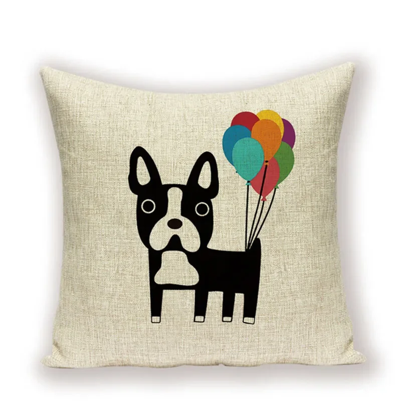 45x45cm Cute Dachshund Animal Puppy Linen Pillow Cover Cotton Sofa Cushion Cover Home Decor