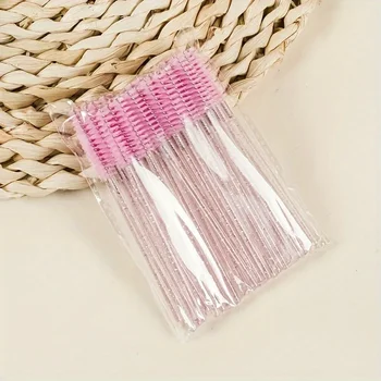 [Multifunctional Beauty Brush] 50pcs/pack Multifunctional Dual-Purpose Spiral Brush | Eyelash Comb, Eyebrow Comb, Makeup Brush 1