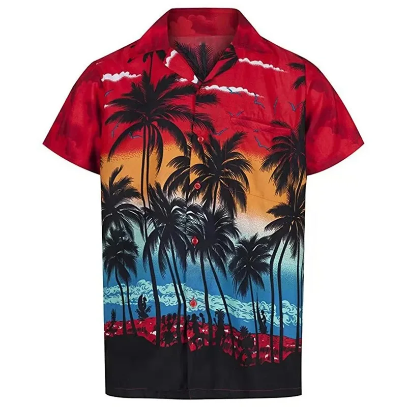 thumbnail image 1 of Camisas con estampado 3D de palmeras y mangas cortas para hombre, camisa hawaiana de gran tamaño con botones, blusas casuales de verano, camisa para hombre, 1 of 4