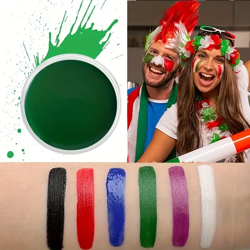 Face  Body Paint Set - Black White Red FX Makeup for Halloween Role Play with 6 Brushes