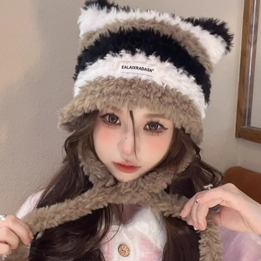 【Cest Nous】Striped cat-ear Striped cat-ear pullover parker main image 1