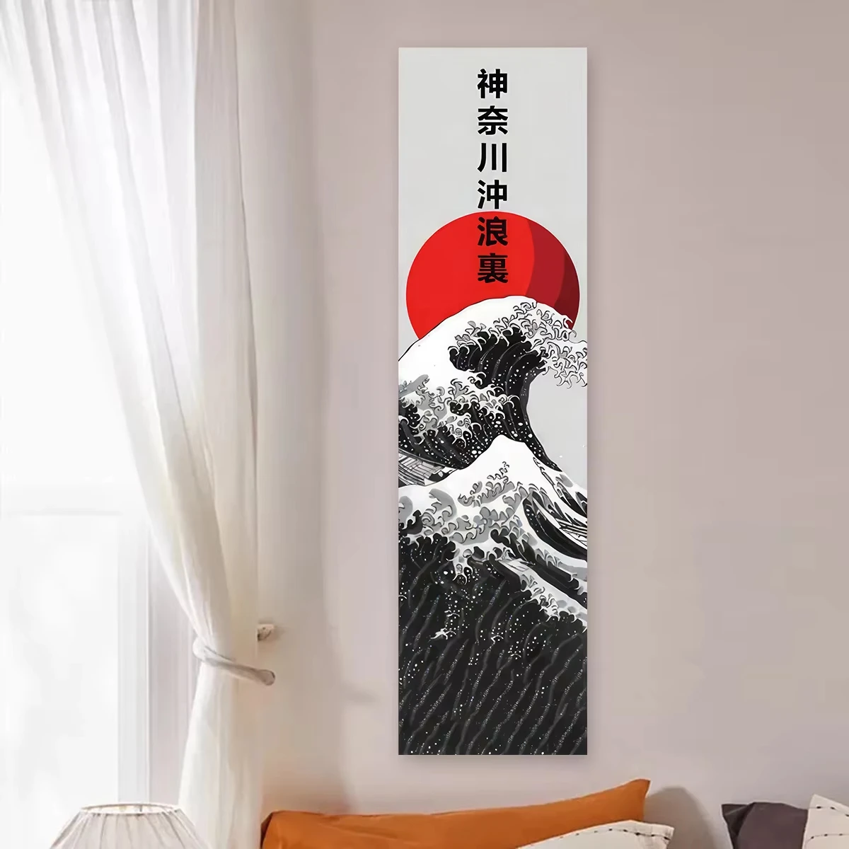 VIKAMA Japanese Wave Wall Decoration Tapestry Red Sun And Waves Landscape Aesthetic Tapestry Home Wall Decoration Hangings 2