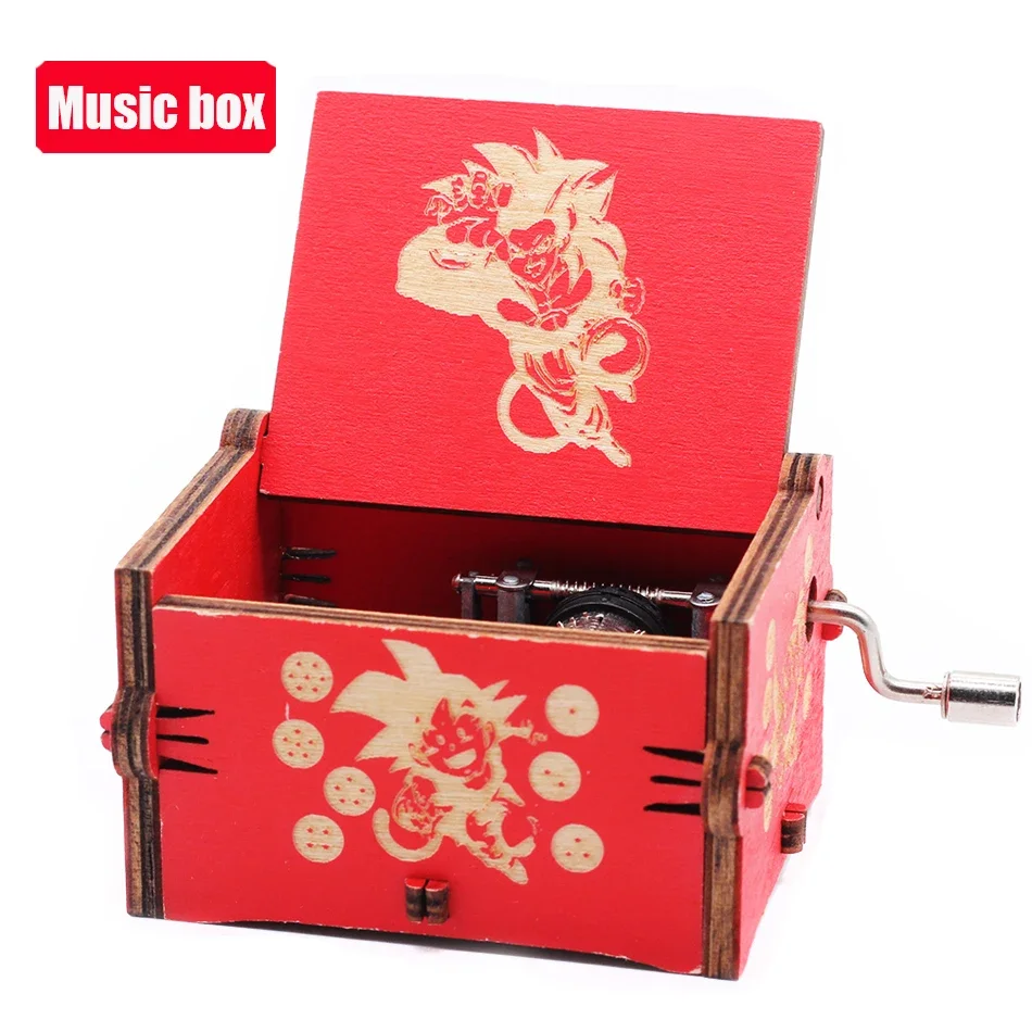 Antique carved Wooden Hand Crank Happy Halloween Music Box 18 Tones Japanese Anime Theme Halloween Decor Christmas Birthday Gift 4