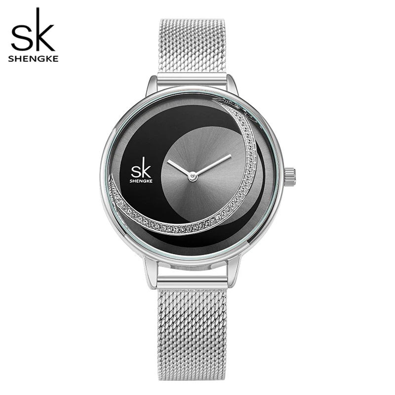 SHENGKE Orologio da Polso per Donne - Semplicità Creativa, Vera Pelle, Elegante (White-Marble