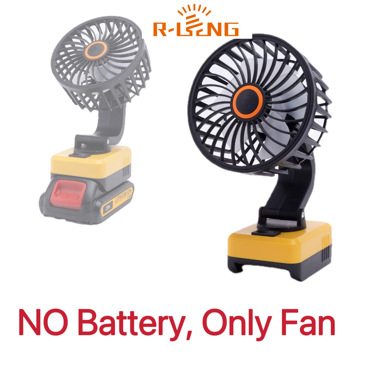 Tragbarer, kabelloser Werkstatt-/Camping-Reiseventilator für DeWalt 18V Lithium-Ionen-Akku-Adapter (ohne Akku)