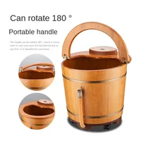 อ่างแช่เท้าไฟฟ้าพร้อมที่จับนวดบ้านซาวน่าเครื่องทําความร้อนอัตโนมัติอุณหภูมิคงที่ประสบการณ์สปาไม้ 3