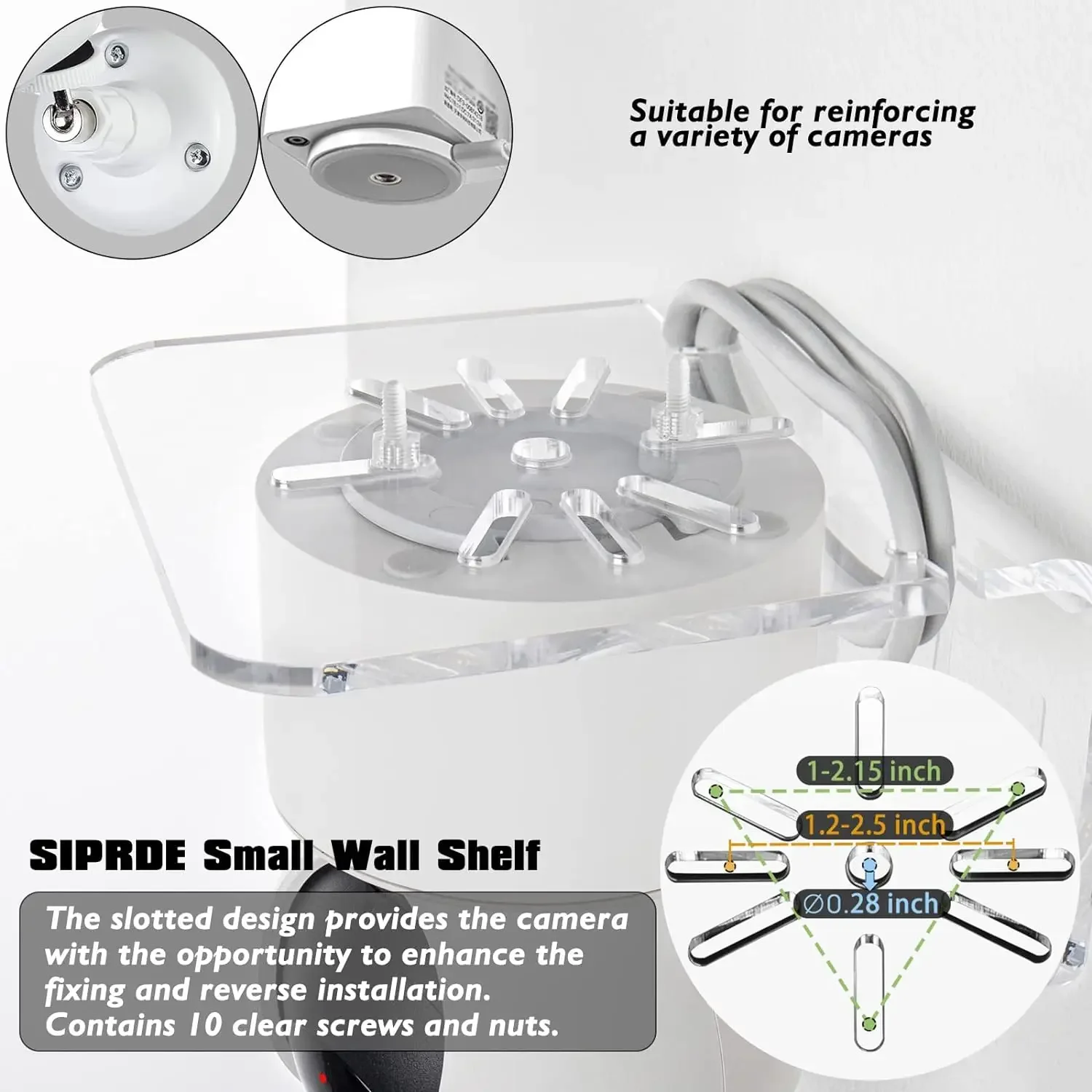 3pcs Wall Shelves, Acrylic Floating Shelves Small Clear Shelf Display Ledges Adhesive Hanging Shelves for Smart Speaker Action 3