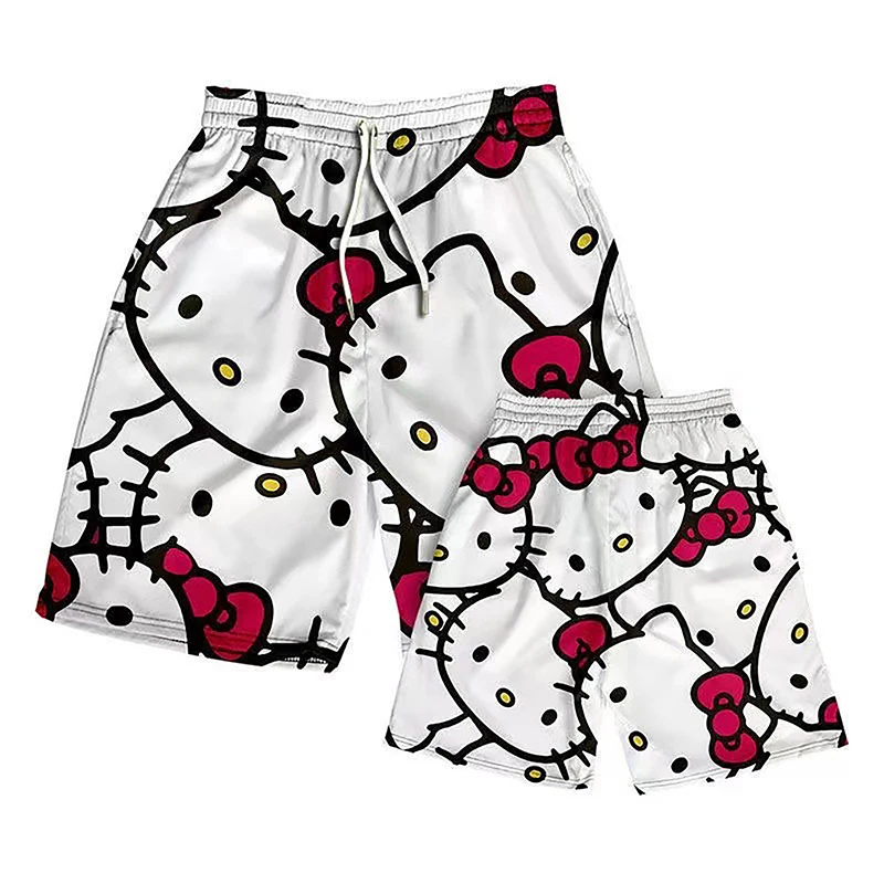 

Милые шорты с рисунком Hello Kitty для мужчин и женщин, летние женские повседневные шорты
