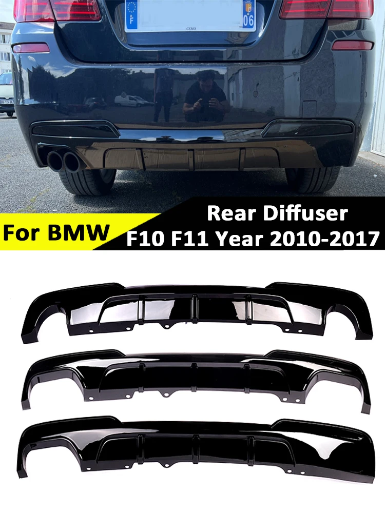 Rear Bumper Diffuser For BMW 5 Series F10 2010- Black M5 Performance Rear Bumper Diffusor Spoiler V Type Competition Diffuser M Sport M Tech