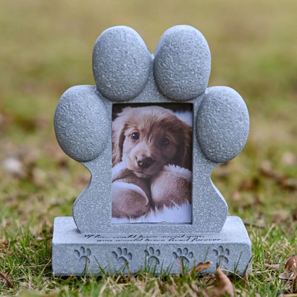 Pet Memorial Stones for Dogs,Loss of Dog Sympathy Gift Display,Pet Grave Markers Dog Gifts Outdoor Tombstone Paw Shaped Carve