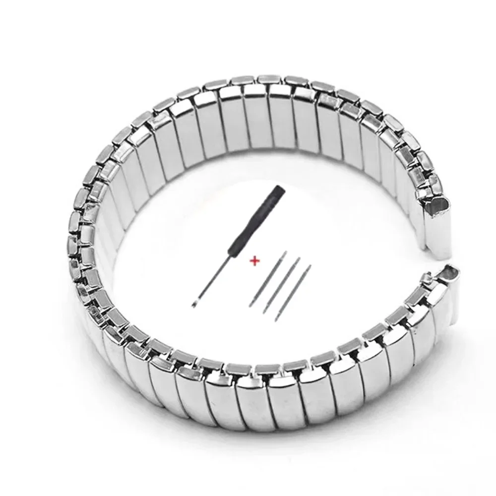 Premium Stainless Steel Elastic Watchband - Metal Stretch Expansion Strap