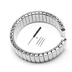 Premium Stainless Steel Elastic Watchband - Metal Stretch Expansion Strap - 22mm (Silver)