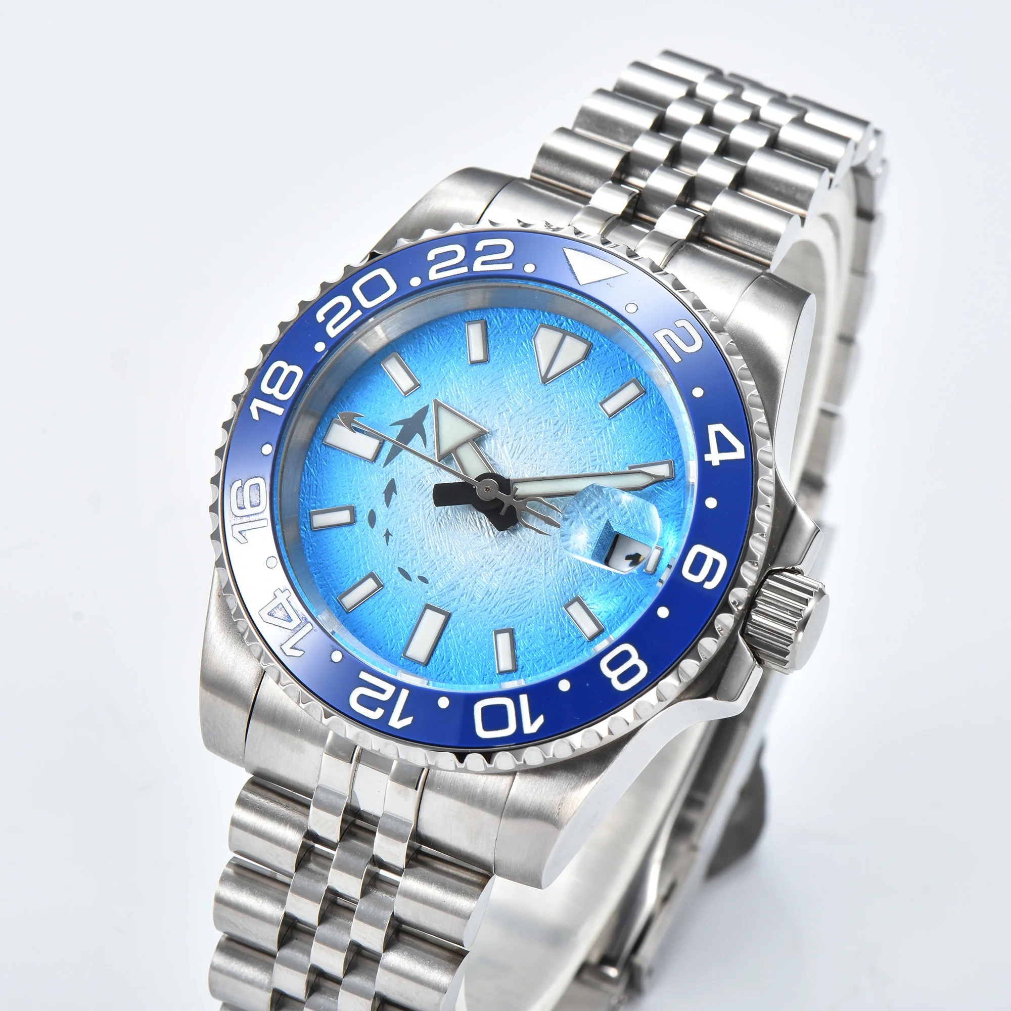 

DEBERT brand 40mm new Casual Automatic mechanical watch Sterile dolphin blue dial Stainless steel case Luminous sport watch