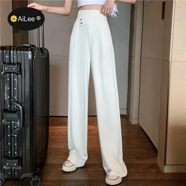 

Women Suit Fashion Pants Harajuku Casual Womens Wide Leg Hip-hop Mopping Vintage Summer High Street Trousers NEW Design Office