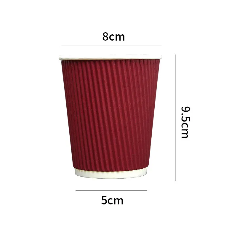 Disposable Paper Cups 50/25pc Disposable Corrugated Coffee Paper Cups Insulated Double-layered Cup Hot Tea Milk Beverage Cup New Year Paper Cups