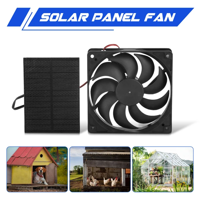 20W Solar Abluftventilator Air Extractor 6 Zoll Mini Ventilator Solar Panel  Powered Fan für Hund Huhn