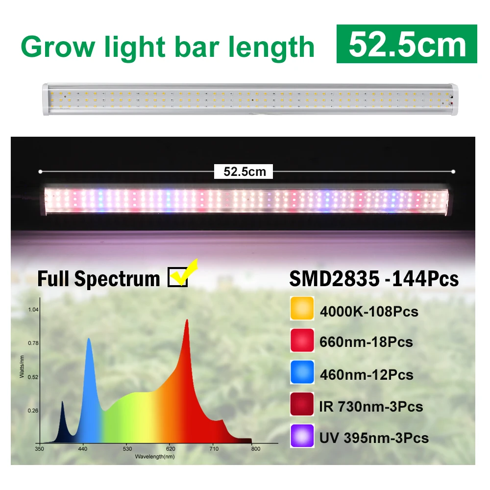 LED Grow Light SunLight Tube LED Plant Grow Light Full Spectrum Hydroponic Vegetable Fill Light Greenhouse Greenhouse Cultivation