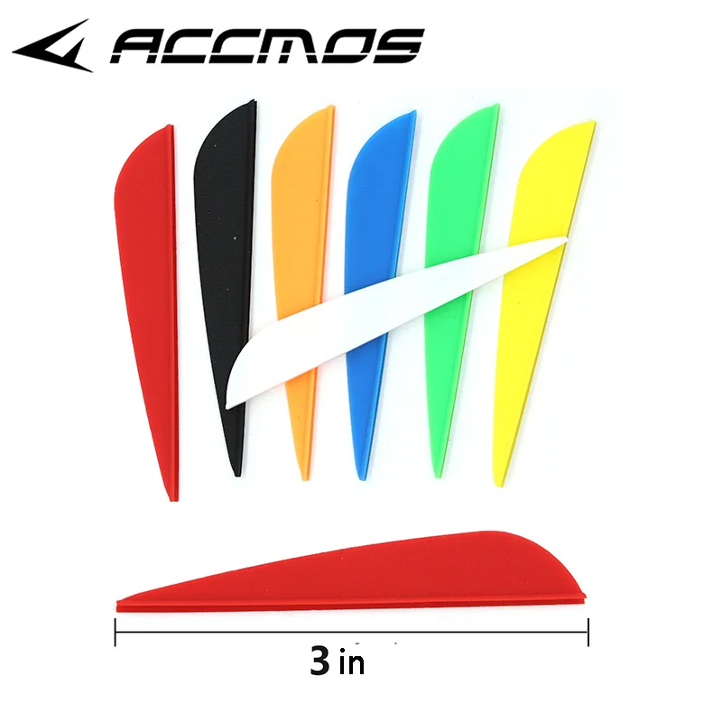 

ACCMOS 100PC 3inch Plastic Arrow Vanes Purple/White/Black/Red/Yellow/Orange/Blue/Green Archery TPU Arrow Feather Accessories