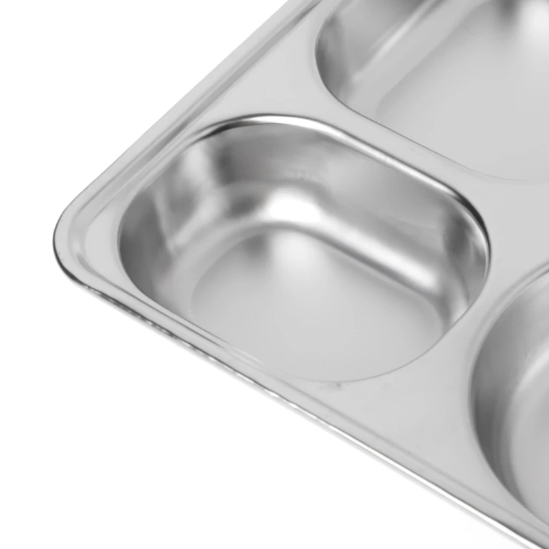 

Stainless Steel Rectangular Tray Canteen Bento Lunch Box 4 sections