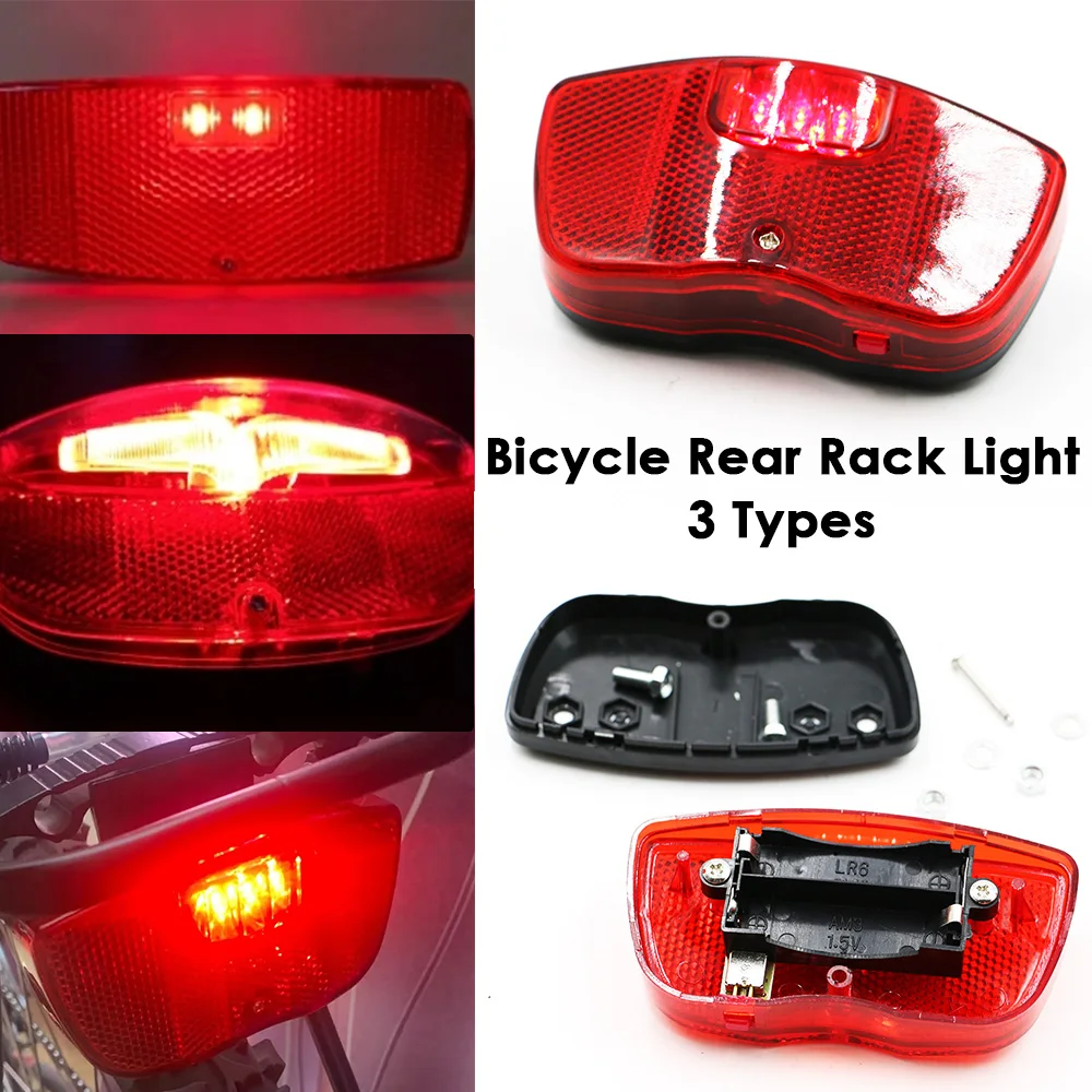 Bicycle Rear Rack Light Bright Night Safe Rear Light for Bicycle AA Battery Power Supply Rack ...