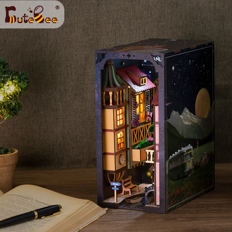 CUTEBEE Book Nook Kit - Friseursalon Miniatur Mit LED, 3D Holz Puzzle